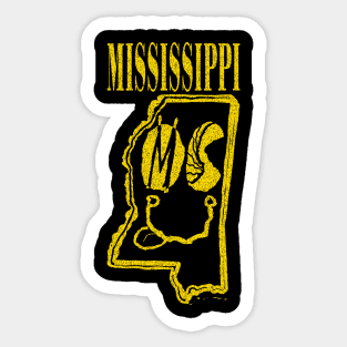 Mississippi Grunge Smiling Face Black Background Sticker